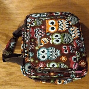 rockland owl tote tavel laptop bag with strap velcro closure new no tags multico